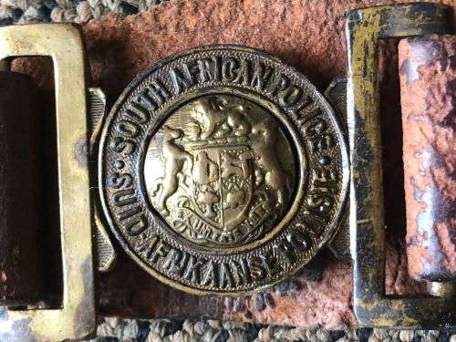 EARLY SA POLICE LEATHER BELT WITH BUCKLE-EXTENDED LENGTH 94 CM