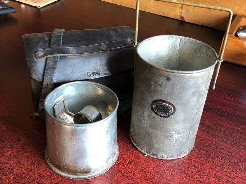 BOER WAR PERIOD VICTORIAN SOLDIERS CANTEEN (DATED 1901)LEATHER CASE MARKED CG FOR GOVERNMENT +ARMY A