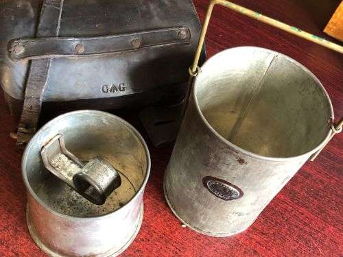 BOER WAR PERIOD VICTORIAN SOLDIERS CANTEEN (DATED 1901)LEATHER CASE MARKED CG FOR GOVERNMENT +ARMY A