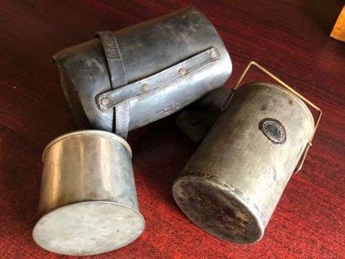 BOER WAR PERIOD VICTORIAN SOLDIERS CANTEEN (DATED 1901)LEATHER CASE MARKED CG FOR GOVERNMENT +ARMY A