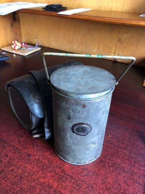 BOER WAR PERIOD VICTORIAN SOLDIERS CANTEEN (DATED 1901)LEATHER CASE MARKED CG FOR GOVERNMENT +ARMY A