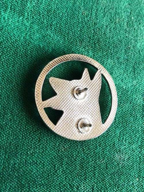 POLICE DOG HANDLERS,CHROME METAL BREAST BADGE- 2 PINS