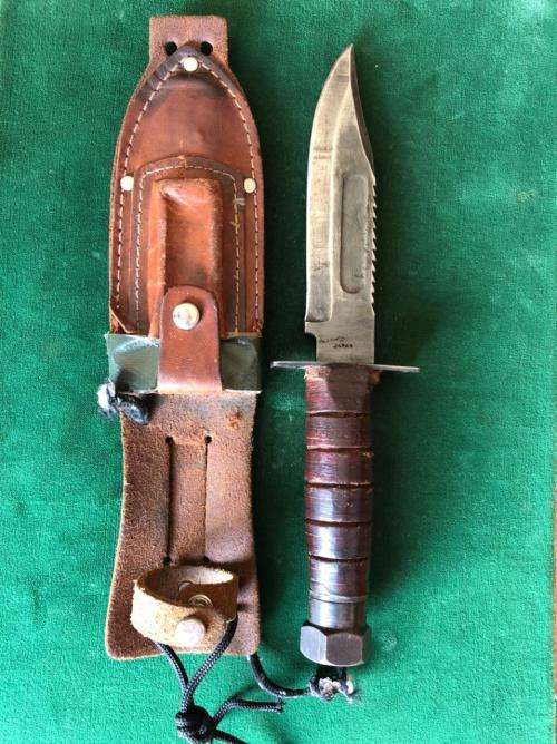 KABAR MK2 KNIFE WITH JAPAN MAKERS STAMP-CIRCA- 1970`S-OVERALL LENGTH 243MM