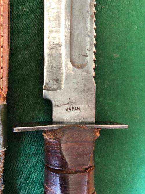 KABAR MK2 KNIFE WITH JAPAN MAKERS STAMP-CIRCA- 1970`S-OVERALL LENGTH 243MM