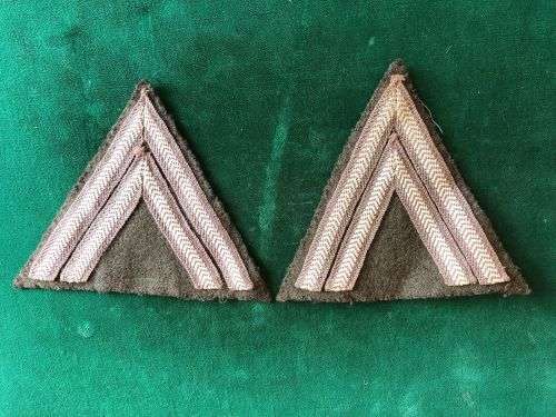 SA ARMY CORPORAL RANK PAIR-WORN 1960`S-70`S
