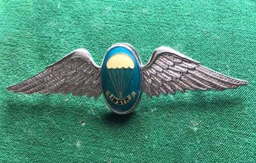 PARACHUTE INSTRUCTOR ,FULL SIZE WING-WORN FROM 1970`S- 2 PINS-CHROME