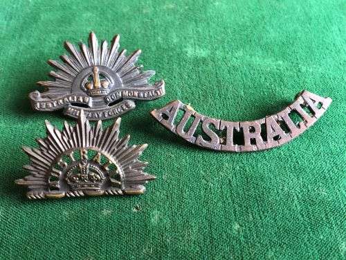 3X AUSTRALIAN BADGES-SOLD TOGETHER-LUGS INTACT
