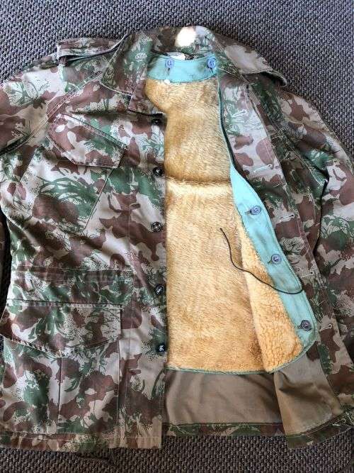 POLICE TASK FORCE CAMO JACKET -2ND PATTERN-SIZE SMALL-COMES WITH REMOVABLE WOOL INNER-MEASURES 60 CM