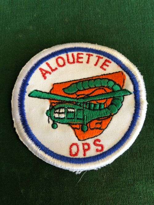 ALHOUETTE OPS EMBROIDERED BREAST PATCH FOR OPERATIONAL TOUR OPERATION ON THE ALHOUETTE 111-WORN 1970