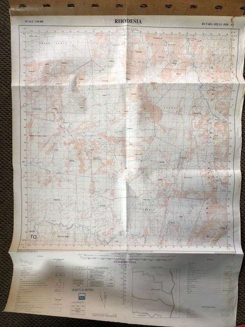 RHODESIA-RUTARIA HILLS 1830 A4 (EDITION)1972 SCALE (1:50 000) MAP