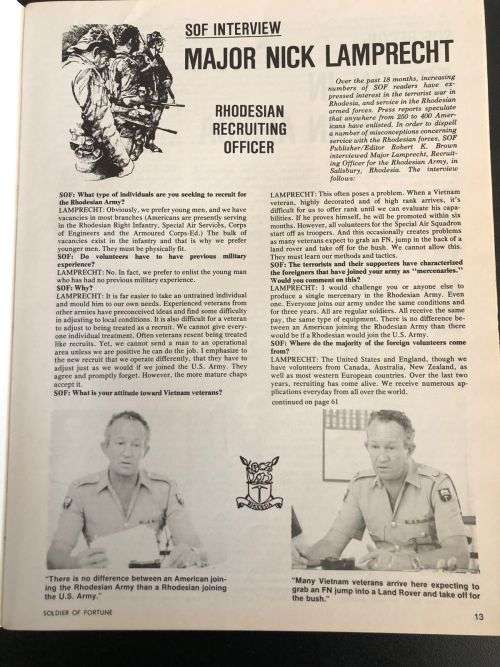 SPRING 1977-COVER PIC IS THE RHODESIAN ENGINEER BOAT SQUADRON ON PATROL ON LAKE KARIBA-PAGE 13 SOF-I