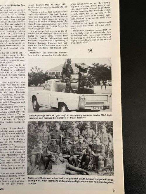 SPRING 1977-COVER PIC IS THE RHODESIAN ENGINEER BOAT SQUADRON ON PATROL ON LAKE KARIBA-PAGE 13 SOF-I