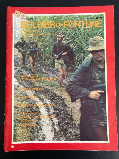 WINTER 1977-COVERF PIC A STICK OF RHODESIAN SOLDIERS ON PATROL AT THE EDGE OF A SUGAR CANE FIELD-PAG