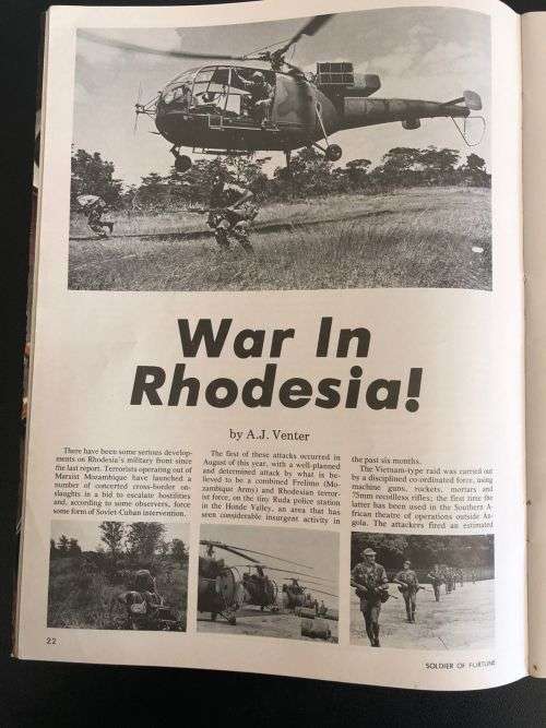 WINTER 1977-COVERF PIC A STICK OF RHODESIAN SOLDIERS ON PATROL AT THE EDGE OF A SUGAR CANE FIELD-PAG