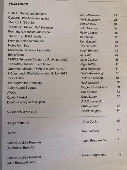 THE MAGAZINE OF THE RHODESIAN LIGHT INFANTRY CHEETAH JUBILEE EDITION 1 FEBRUARY 2011. LOTS OF AWESOM