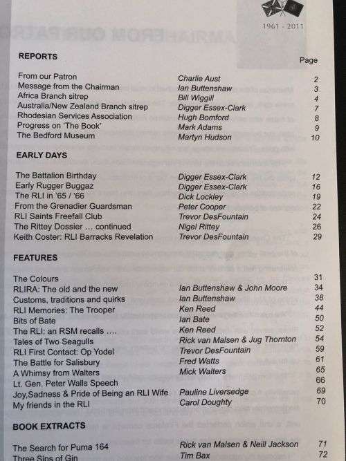 THE MAGAZINE OF THE RHODESIAN LIGHT INFANTRY CHEETAH SEPTEMBER JUBILEE EDITION 1961-2011-AS PER ABOV