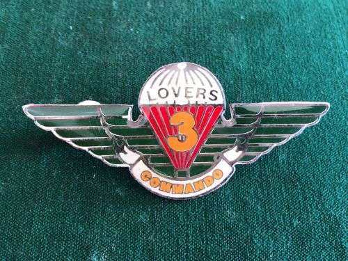 RHODESIAN LIGHT INFANTRY 3 LOVERS COMMANDOO LUCITE ASSOCIATION LAPEL BADGE- 2 PINS INTACT
