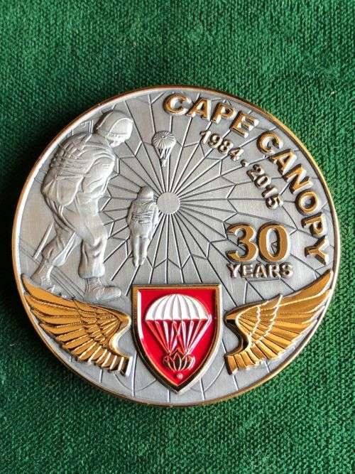 SA PARA-CAPE CANOPY 1984-2015-30 YEARS CHALLENGE COIN-DIAMETER 45MM-CAPSULATED