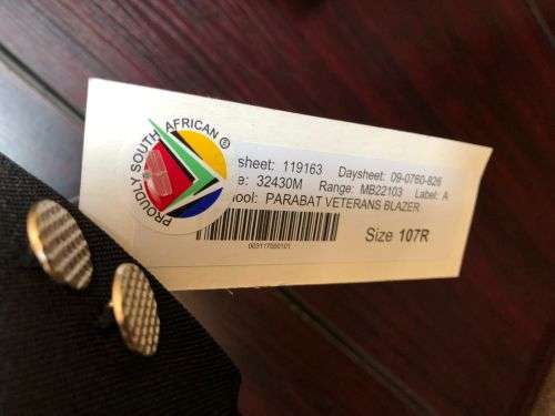 SA PARABAT VETERANS BLAZER-SIZE MEDIUM-MEASURES 50CM ARMPIT TO ARMPIT-CONDITION NEW- STILL WITH BUYI