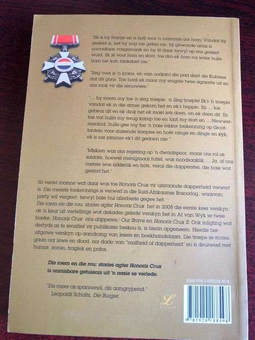 DIE ROEM EN DIE ROU DEUR AT VAN WYK-STORIES AGTER HONORIS CRUX- 2ND EDITION 2015- 309 PAGES- CONDITI