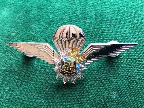 SWA POLICE TASK FORCE ,CHROMED AND ENAMEL PARACHUTE WING-FULL SIZE- 2 PINS