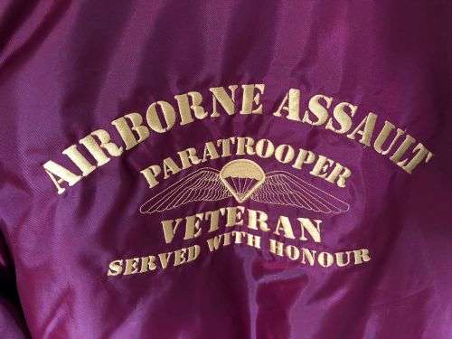 1 PARABAT VETERANS ASSOCIATION BOMBER JACKET-SIZE XXL -MEASURES 60 CM ARMPIT TO ARMPIT-CONDITION LIK