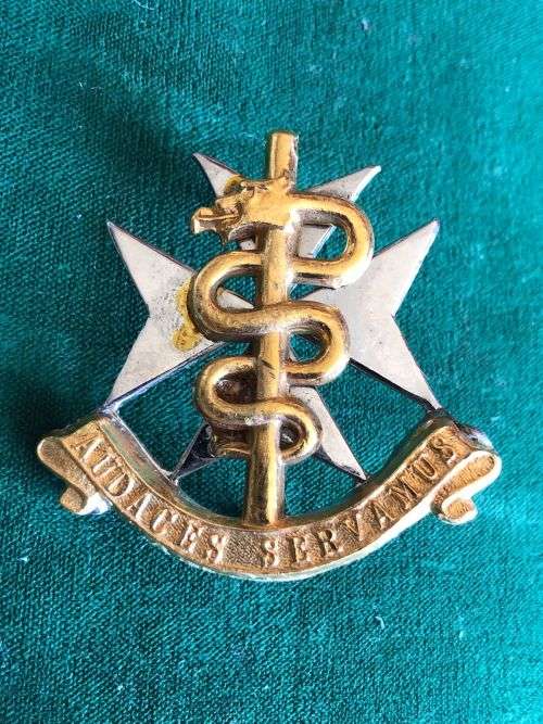 SA MILITARY HEALTH SERVICES CAP BADGE -WORN FROM 1980`S- 2X SCREW LUGS