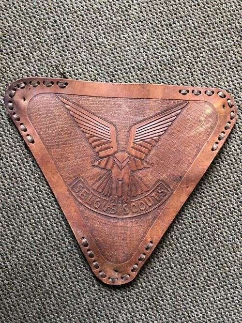 RHODESIA SELOUS SCOUTS LEATHER STOOL (LEGS MISSING) SIMILAR EXAMPLE FROM THE SA RECCE BOOK-LOOK AT P