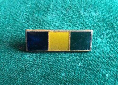 SA INFANTRY CORPS BERET BAR-2ND TYPE-BLACK/ YELLOW/ GREEN-SMALLER VARIATION BAR- 2 PINS