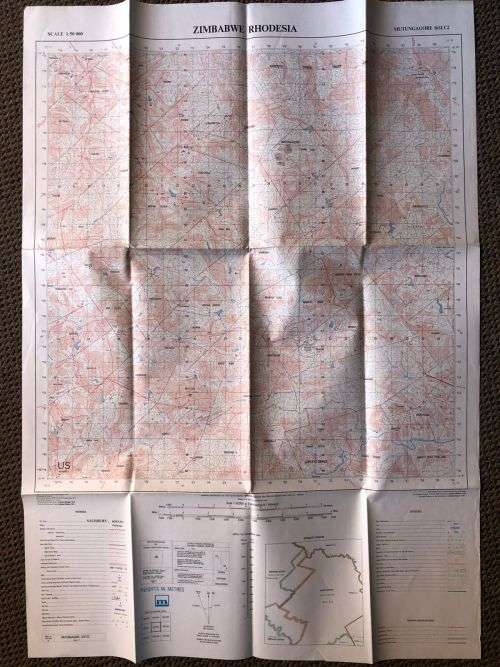 RHODESIA MAP-MUTUNGAGORE-SCALE 1:50 000-MEASURES 85 X 60 CM
