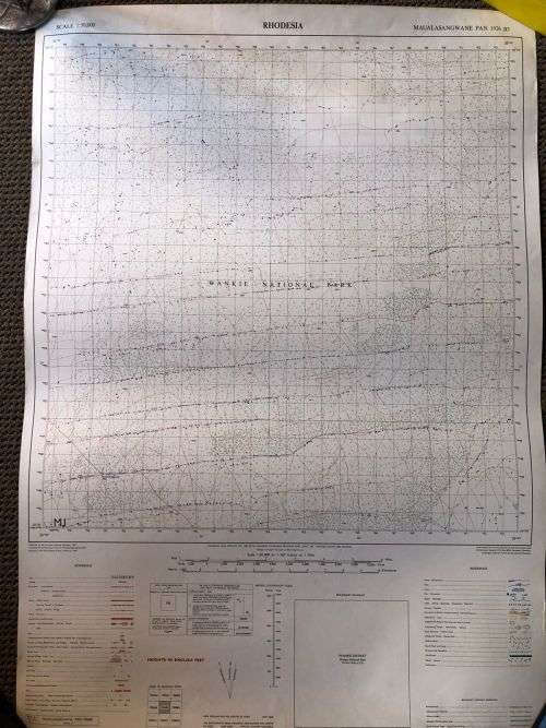 RHODESIAN MAP-MAUALASANGWANE AREA-1:50 000 SCALE-MEASURES 58X83 CM
