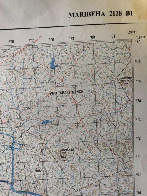 RHODESIAN MAP-1:50 000 SCALE-MARIBEHA AREA-MEASURES 84 X 58 CM-GOOD CONDITION
