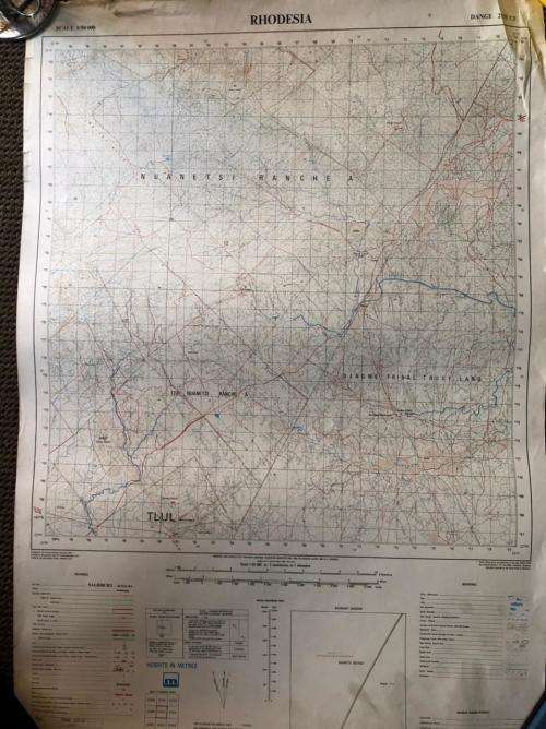 RHODESIAN MAP-1:50 000 SCALE-DANGE AREA-MEASURES 84X58 CM