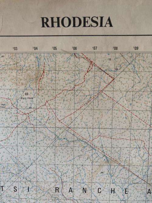 RHODESIAN MAP-1:50 000 SCALE-DANGE AREA-MEASURES 84X58 CM