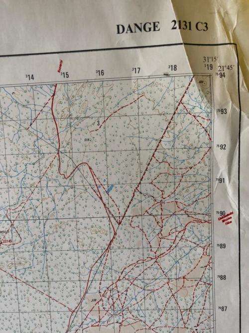 RHODESIAN MAP-1:50 000 SCALE-DANGE AREA-MEASURES 84X58 CM