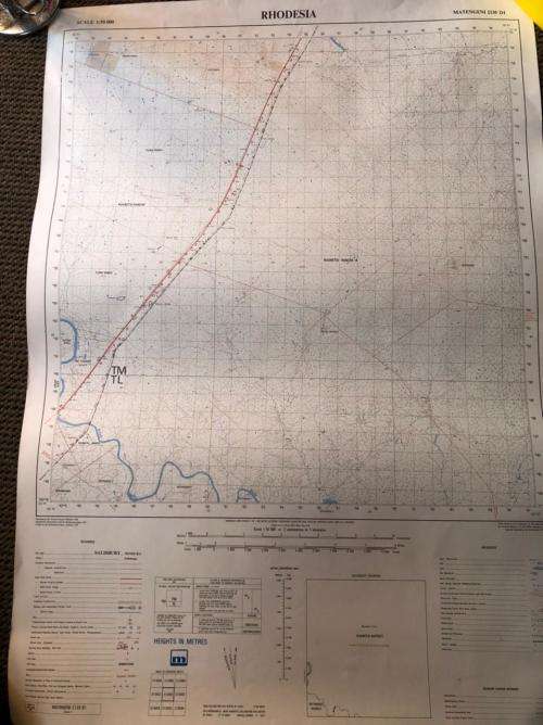 RHODESIAN MAP-1:50 000 SCALE-MATENGENI  AREA-MEASURES 84X58 CM-GOOD CONDITION