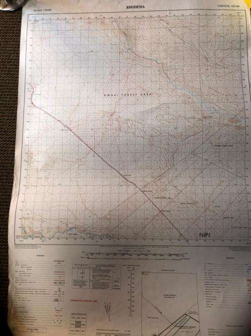 RHODESIAN MAP-1:50 000 SCALE-UMGUSA  AREA-MEASURES 84X58 CM-