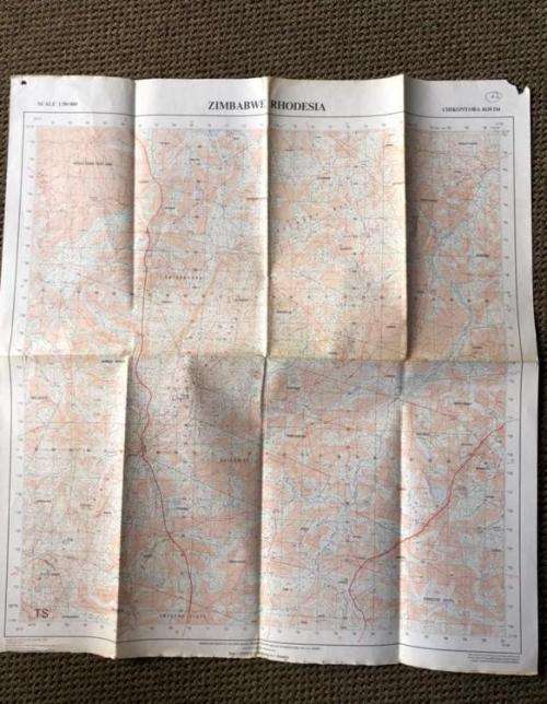 RHODESIAN MAP- 1:50 000 SCALE-CHIKONYORA 1630 D4 AREA-MEASURES 59 X 65 CM