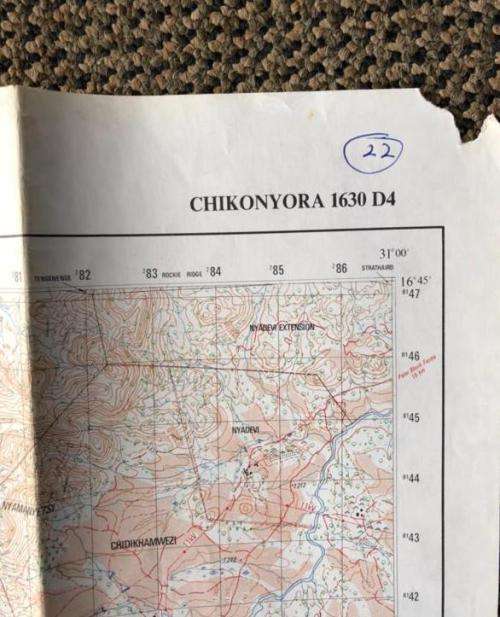 RHODESIAN MAP- 1:50 000 SCALE-CHIKONYORA 1630 D4 AREA-MEASURES 59 X 65 CM