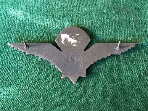 SA POLICE VLAKPLAAS PARACHUTE WINGS GILT WINGS WITH ENAMEL CENTRE (VARIATION)- 2 PINS