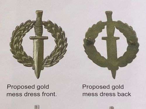 RECCE-PROPOSED GOLD MESS DRESS OPERATOR QUALIFICATION BREAST BADGE- 2 PINS