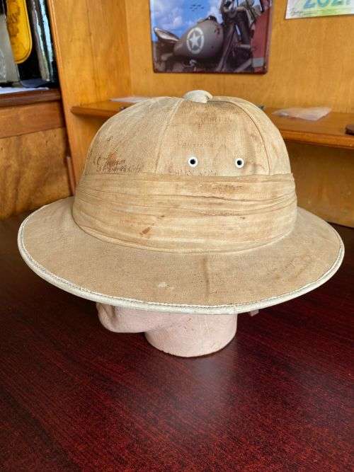 WW2 PITT HELMET WITH A LOT OF SIGNATURES AND MESSAGES (A LOT CAN STILL BE MADE OUT) ON IT-STILL GOOD