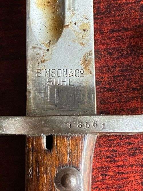 BRAZILIAN 1908 PATTERN BAYONET FOR THE 7MM 1908 RIFLE AND CARBINE BRASS MOUNTED LEATHER SCABBARD-MAK