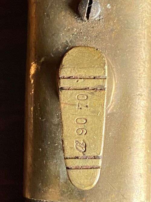 BRAZILIAN 1908 PATTERN BAYONET FOR THE 7MM 1908 RIFLE AND CARBINE BRASS MOUNTED LEATHER SCABBARD-MAK