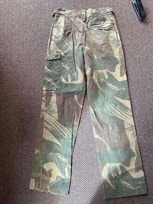 RHODESIAN CAMO PANTS-1ST PATTERN HEAVY DENIM LIKE MATERIAL -SIZE 30-PIPE LENGTH OF 72 CM-COMBAT USED