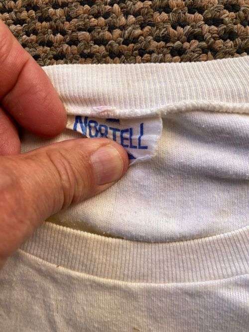 RHODESIA ORIGINAL,COMBAT WORN T-SHIRT-SIZE LARGE-MAKERS LABEL NORTELL