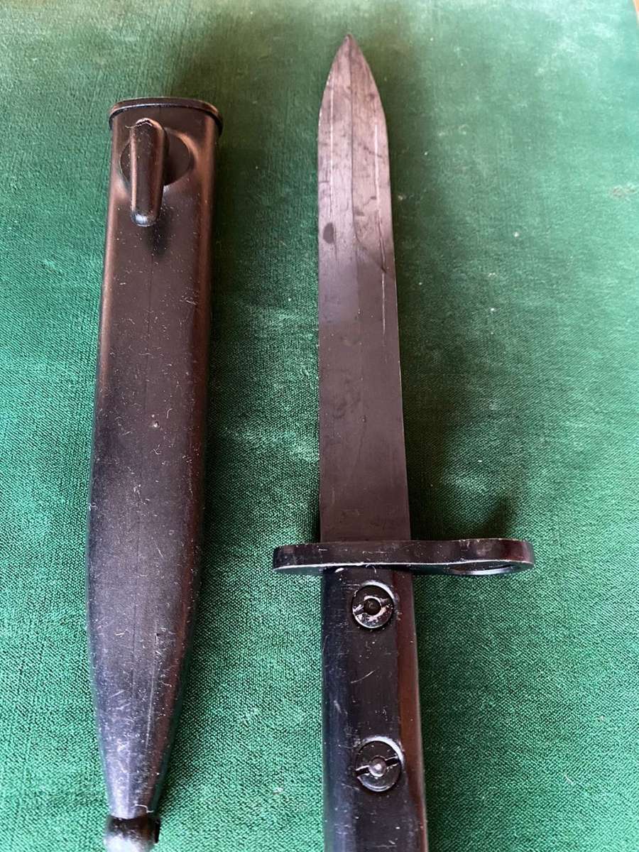 SA S1 OR UZI BAYONET WITH PLASTIC SCABBARD-THE BAYONET IS IN A NEW/NEVER USED CONDITION-THE SCABBARD