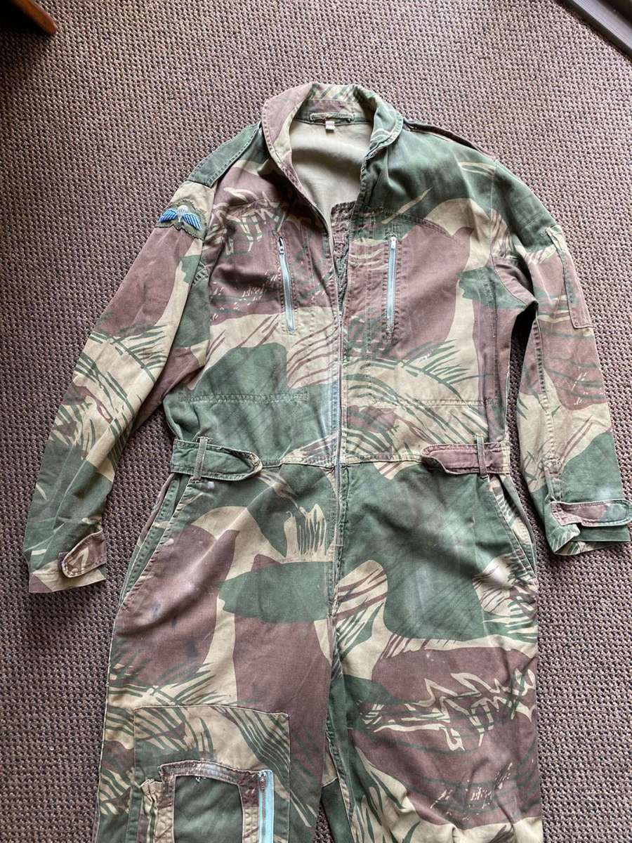 RHODESIAN HELICOPTER PILOTS OVERALL WITH PARATROOPER WING-WORN 1960`S-1980-FIRST ONE I EVER HAD WITH