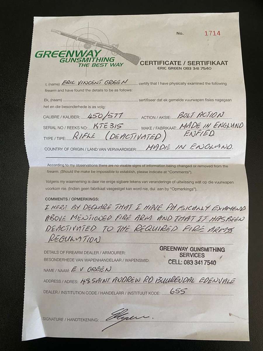 BOER WAR PERIOD(DATED 1883)450/577 CALIBRE,BOLT ACTION MARTINI HENRY CARBINE IN GOOD CONDITION-DEACT