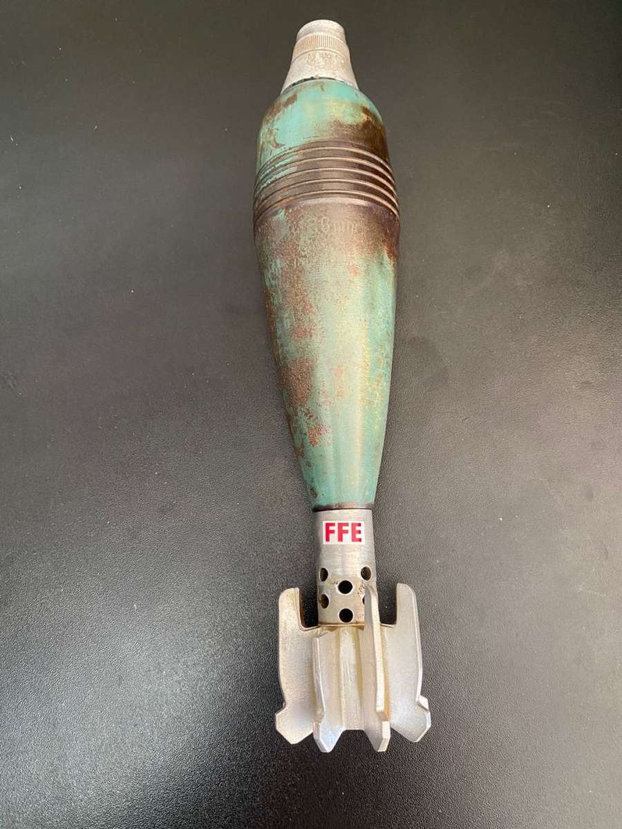 SADF BORDER WAR PERIOD 60MM PRACTICE MORTAR-DEACTIVED /FFE-TOTAL LENGTH 31 CM